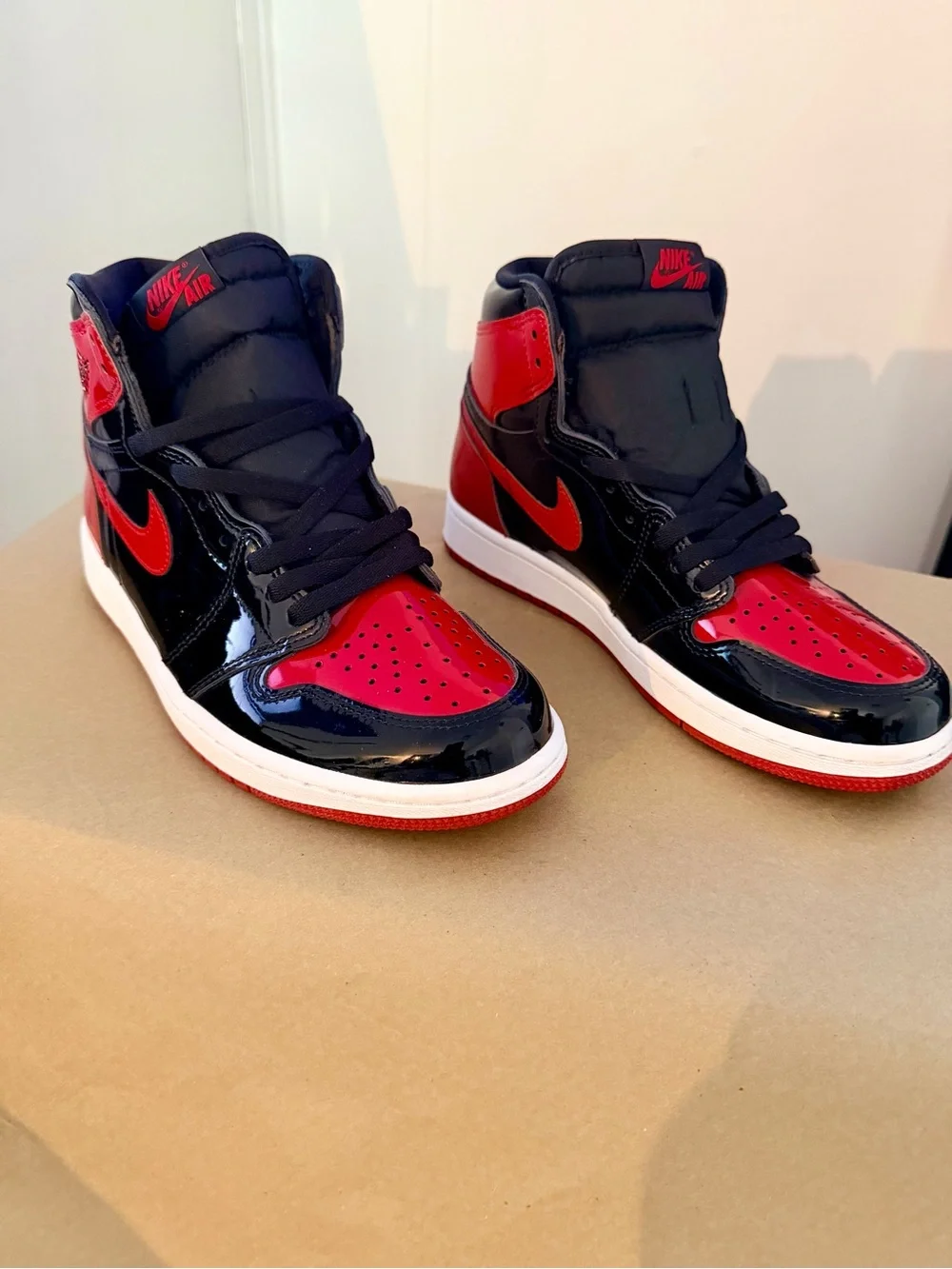 Nike Air Jordan 1 High Patent Leather - Black & Red - Picture 1 of 7